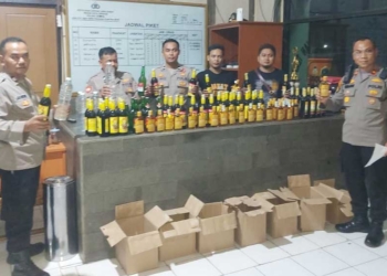 Polsek Gempol Cirebon Amankan Berbagai Jenis Miras Hasil Operasi Pekat Malam Lebaran
