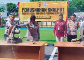 Polresta Cirebon Razia Ribuan Knalpot Brong, Disita dan Dimusnahkan